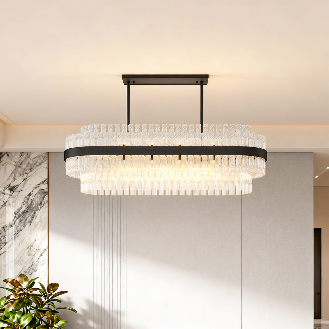 Industrial Modern Chandelier — Solid Brass, Transparent Glass, G9, Multiple Sizes