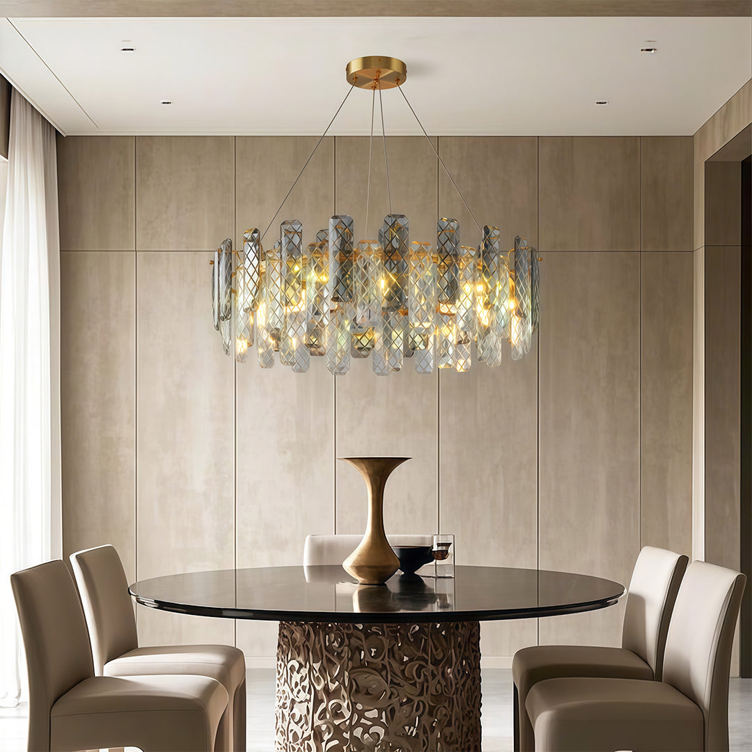 Contemporary Crystal Chandelier — Copper / Chrome / Black, Cut Crystal, Eye-Protecting, 47.2" Adjustable Chain