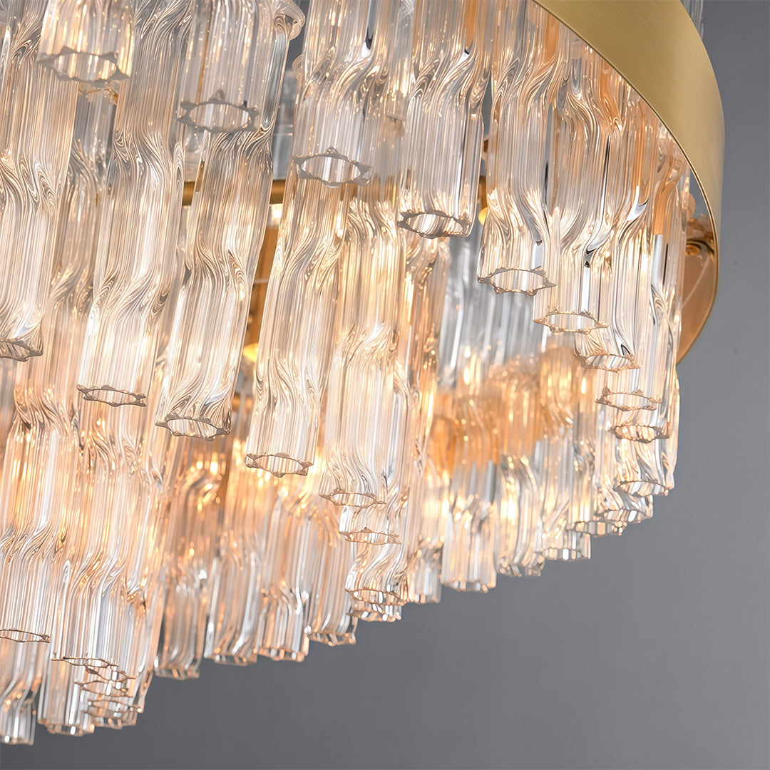 Industrial Modern Chandelier — Solid Brass, Transparent Glass, G9, Multiple Sizes