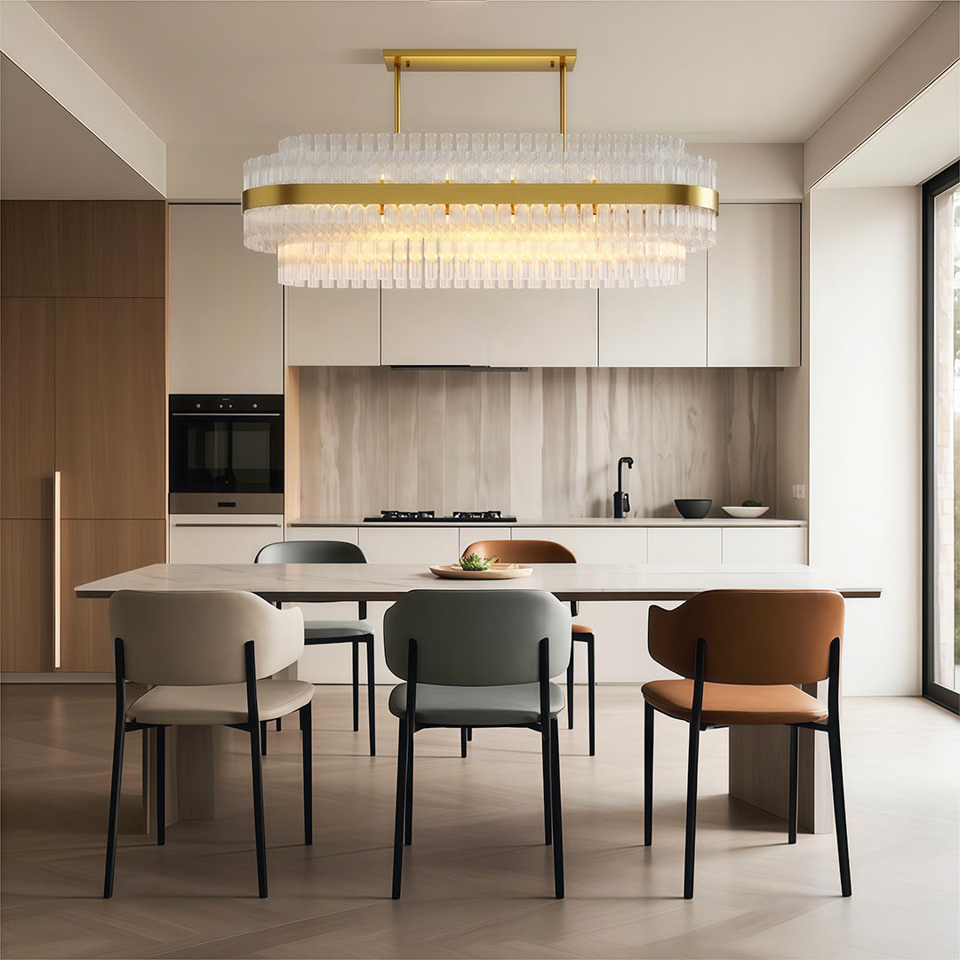 Industrial Modern Chandelier — Solid Brass, Transparent Glass, G9, Multiple Sizes