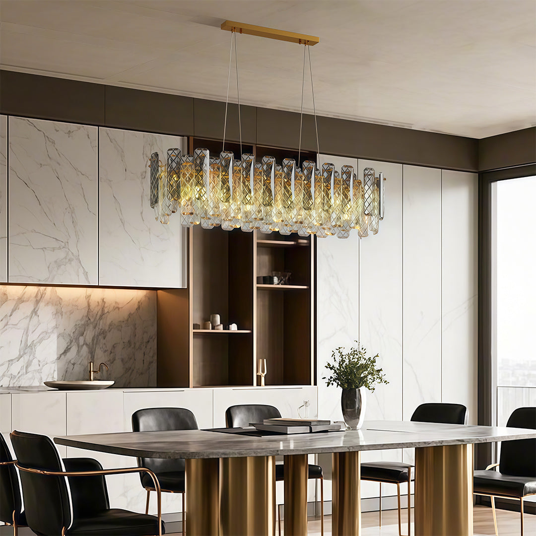 Contemporary Crystal Chandelier — Copper / Chrome / Black, Cut Crystal, Eye-Protecting, 47.2" Adjustable Chain