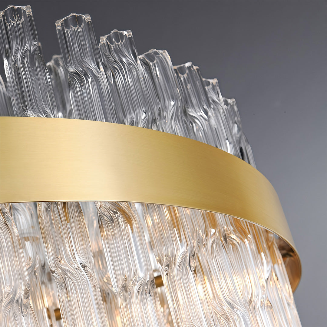 Industrial Modern Chandelier — Solid Brass, Transparent Glass, G9, Multiple Sizes