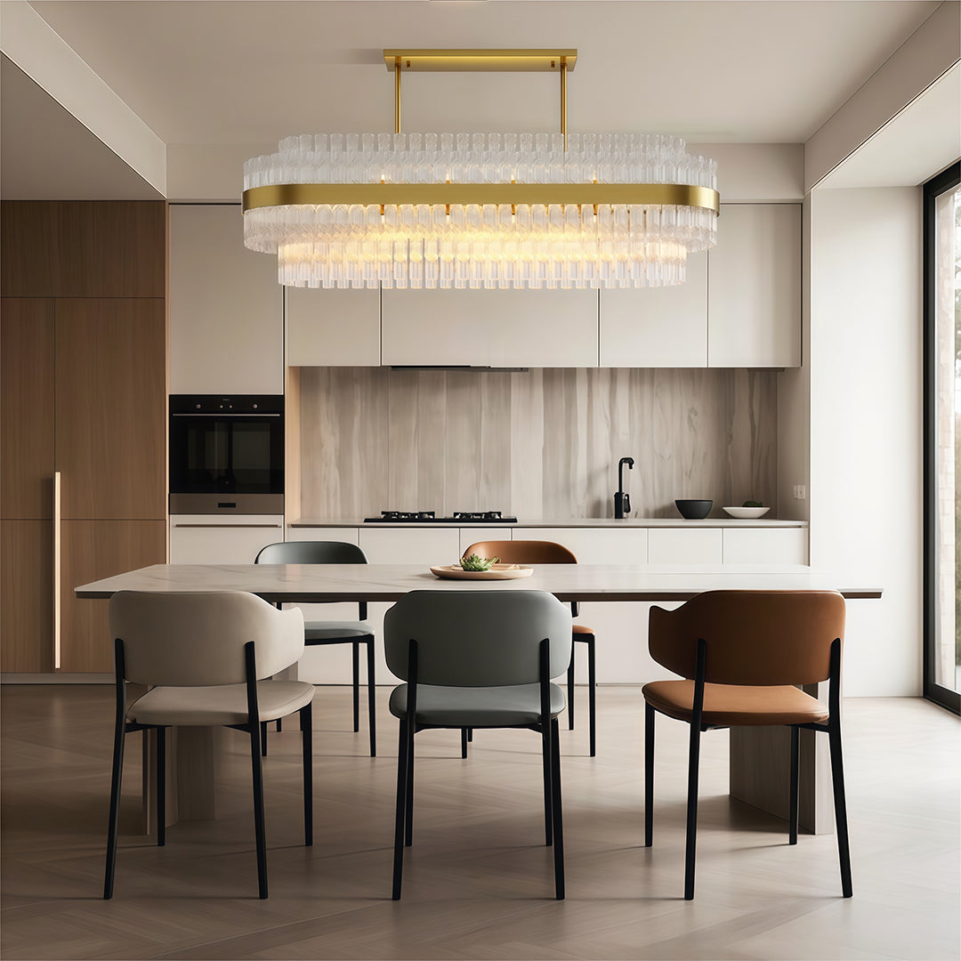Industrial Modern Chandelier — Solid Brass, Transparent Glass, G9, Multiple Sizes
