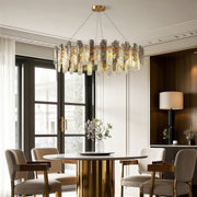 Contemporary Crystal Chandelier — Copper / Chrome / Black, Cut Crystal, Eye-Protecting, 47.2" Adjustable Chain