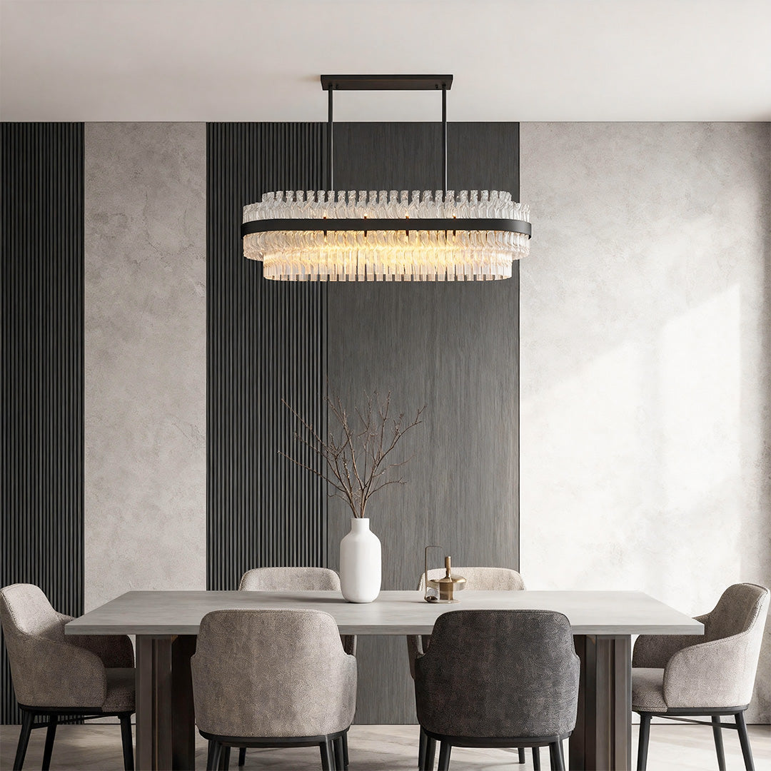 Industrial Modern Chandelier — Solid Brass, Transparent Glass, G9, Multiple Sizes