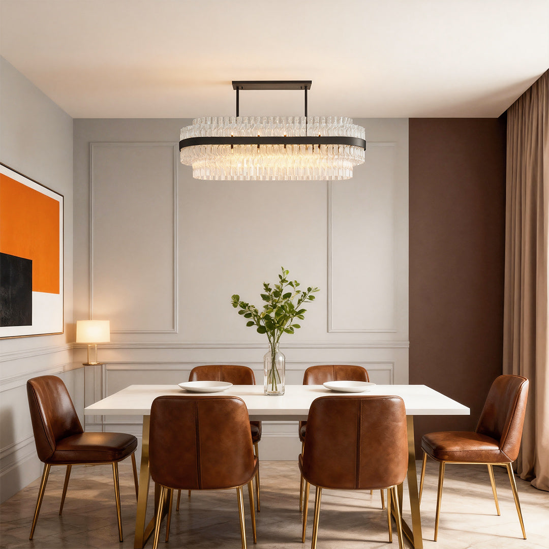 Industrial Modern Chandelier — Solid Brass, Transparent Glass, G9, Multiple Sizes