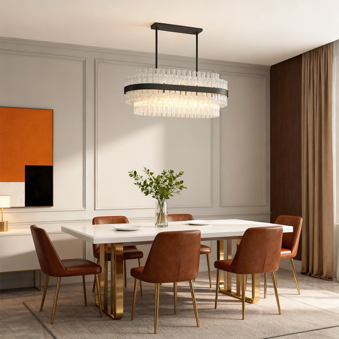 Industrial Modern Chandelier — Solid Brass, Transparent Glass, G9, Multiple Sizes