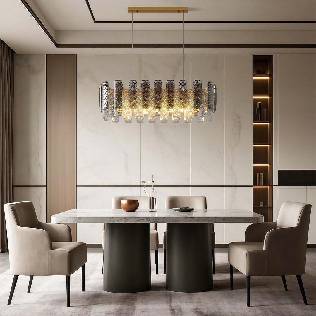 Contemporary Crystal Chandelier — Copper / Chrome / Black, Cut Crystal, Eye-Protecting, 47.2" Adjustable Chain