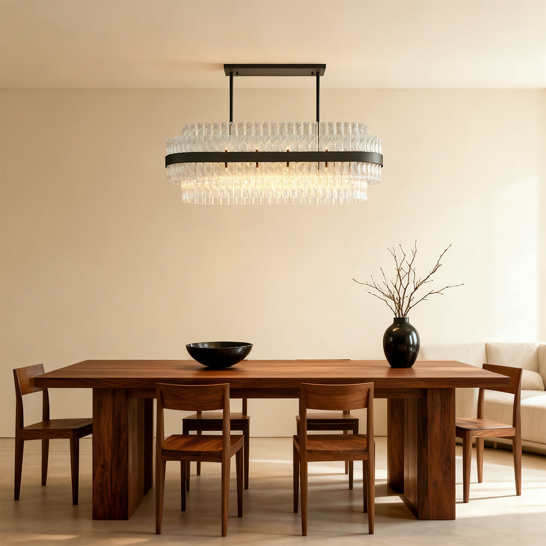 Industrial Modern Chandelier — Solid Brass, Transparent Glass, G9, Multiple Sizes