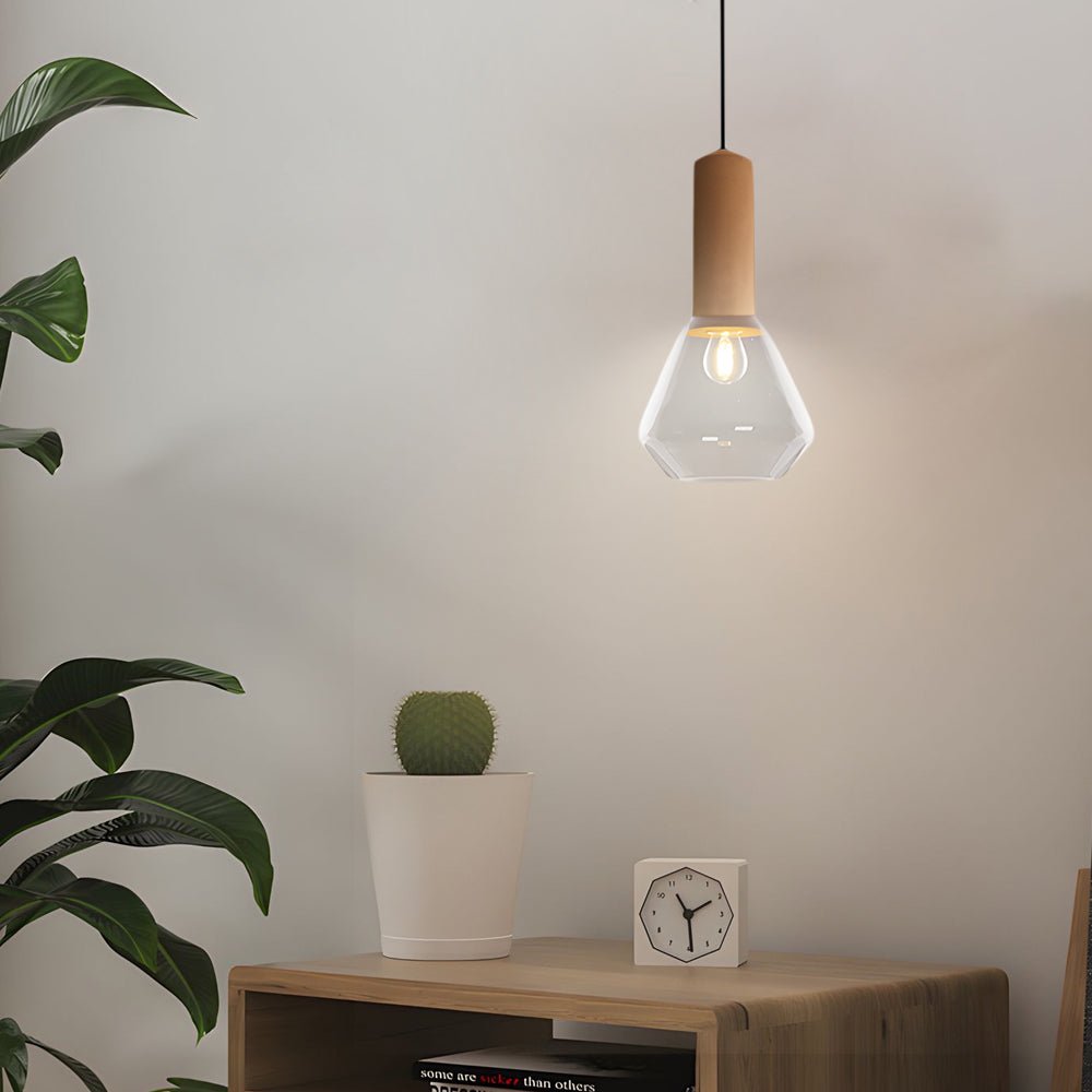 luxury copper glass jar pendant light 1 light wood ceiling fixture with cork and diamond glass suspension