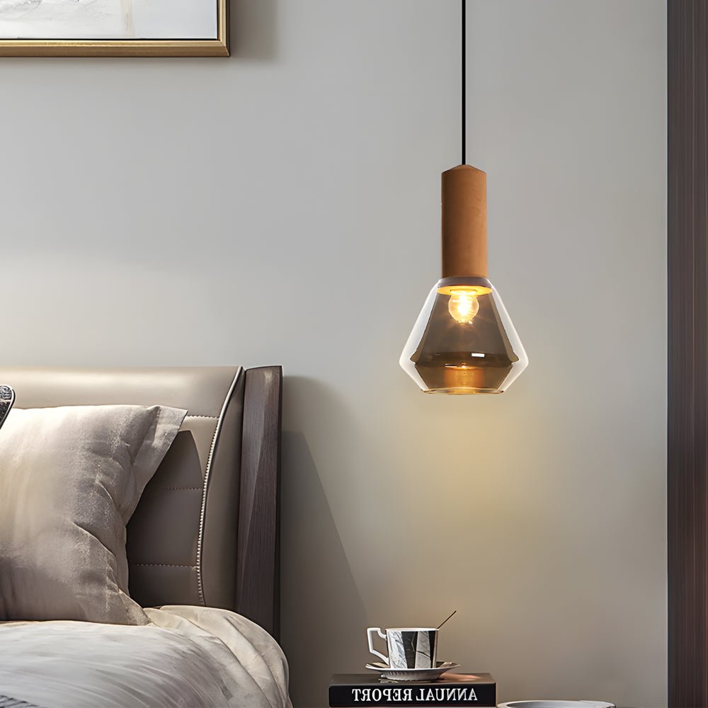 luxury copper glass jar pendant light 1 light wood ceiling fixture with cork and diamond glass suspension