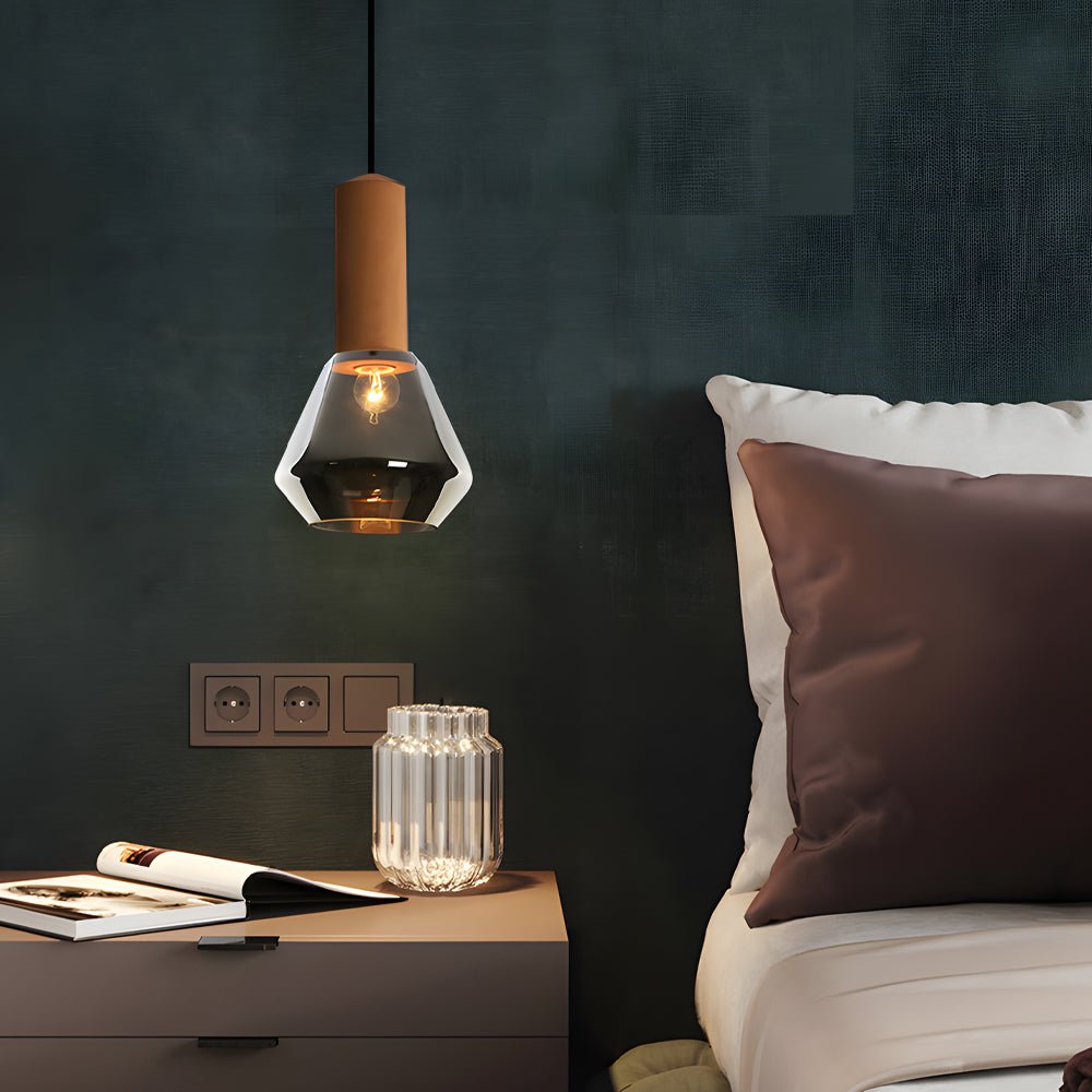 luxury copper glass jar pendant light 1 light wood ceiling fixture with cork and diamond glass suspension