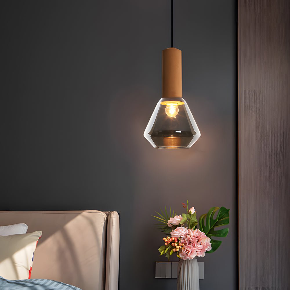 luxury copper glass jar pendant light 1 light wood ceiling fixture with cork and diamond glass suspension