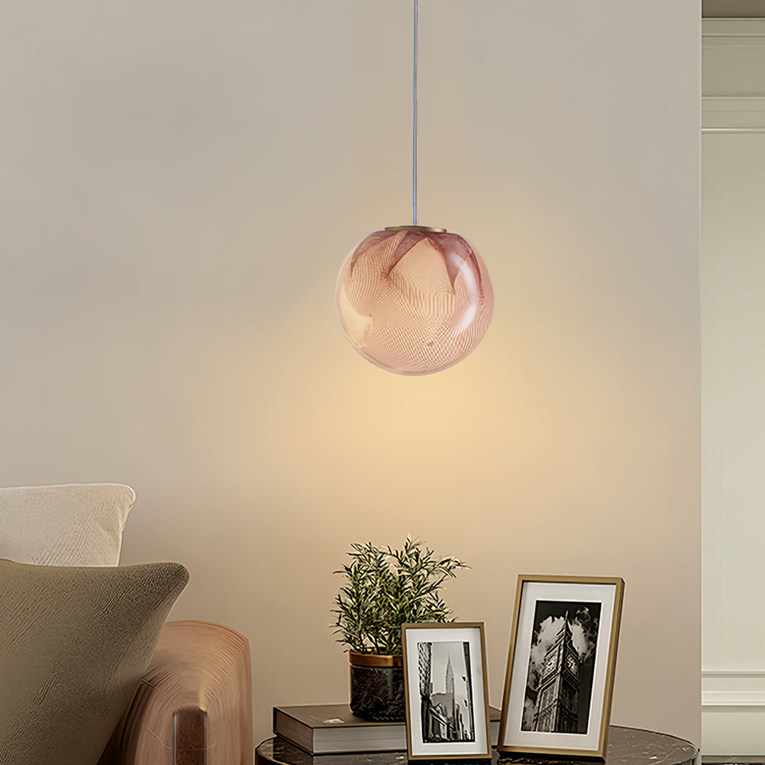 Glass Globe Mini Pendant — Purple Metal, G9, 3.5W, 4.5" Adjustable Cord, IP20