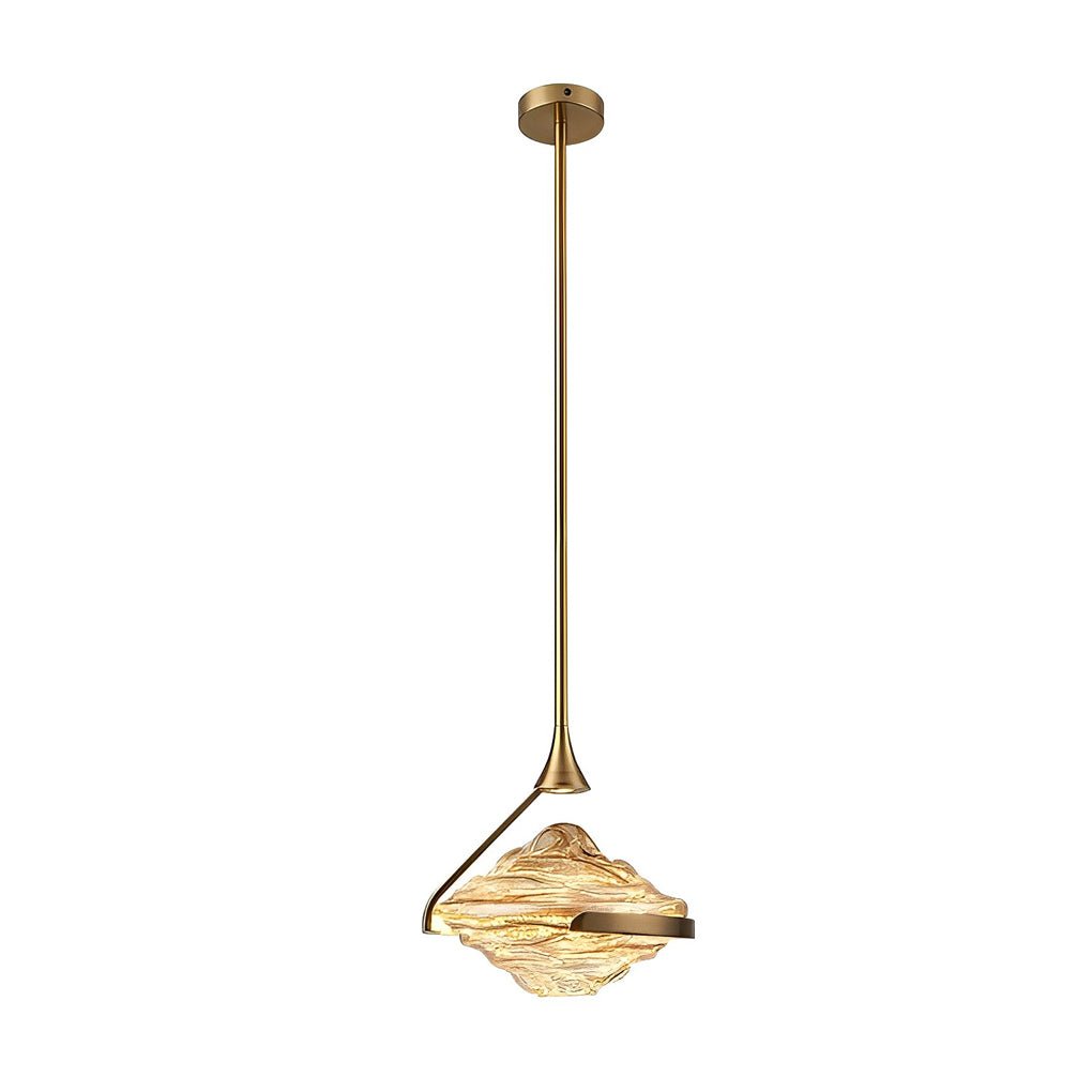 UFO Spinning-Top Mini Pendant — Hand-Blown Glass, Iron, LED, 11" Diameter, Modern