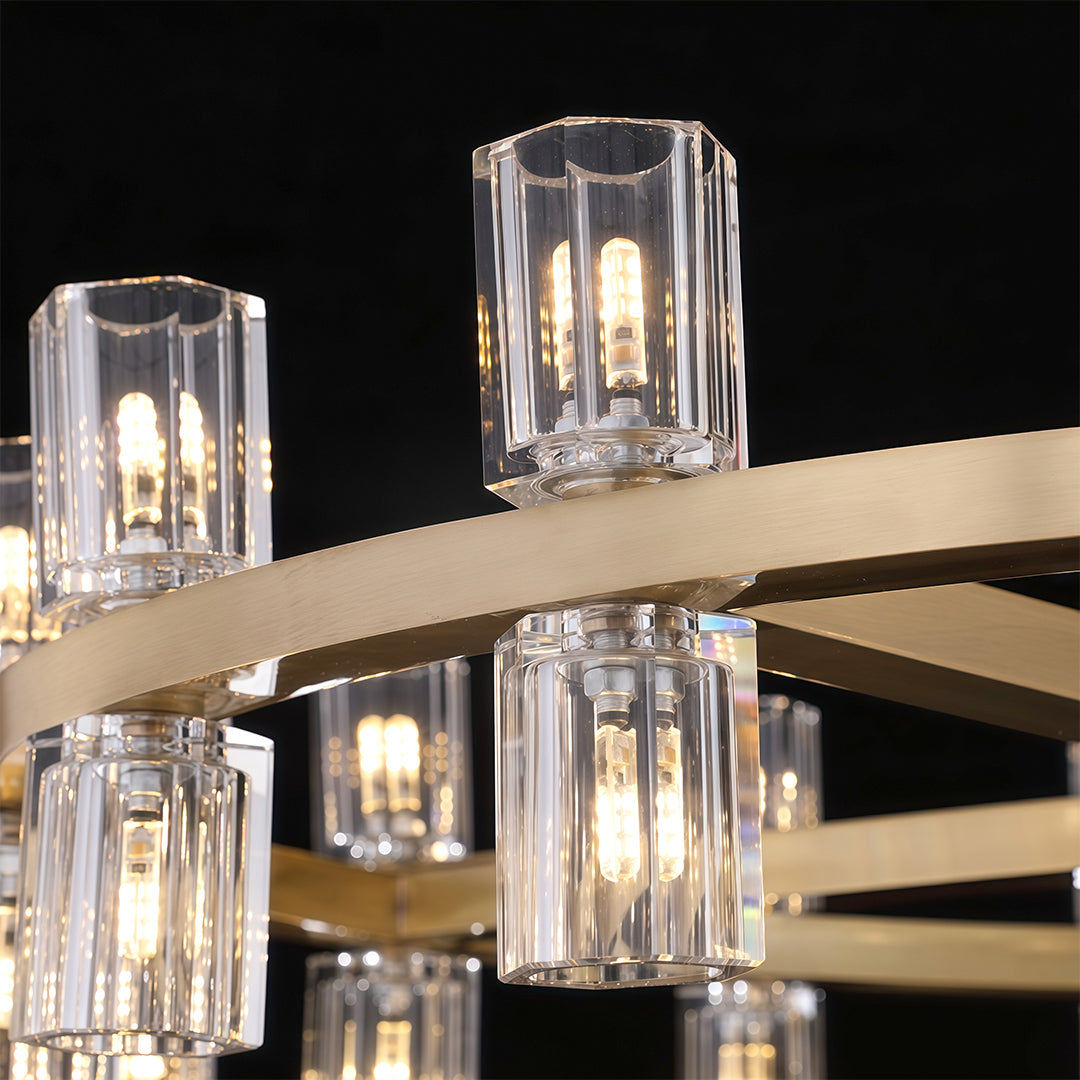 Multi-Tier Crystal Chandelier — Solid Copper Frame, 24- to 48-Light, G4, Black / Chrome / Copper Finish