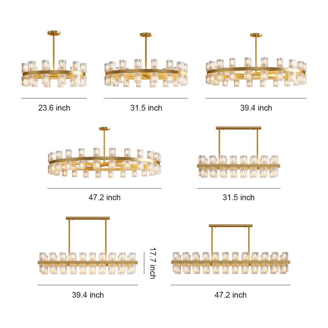 Multi-Tier Crystal Chandelier — Solid Copper Frame, 24- to 48-Light, G4, Black / Chrome / Copper Finish