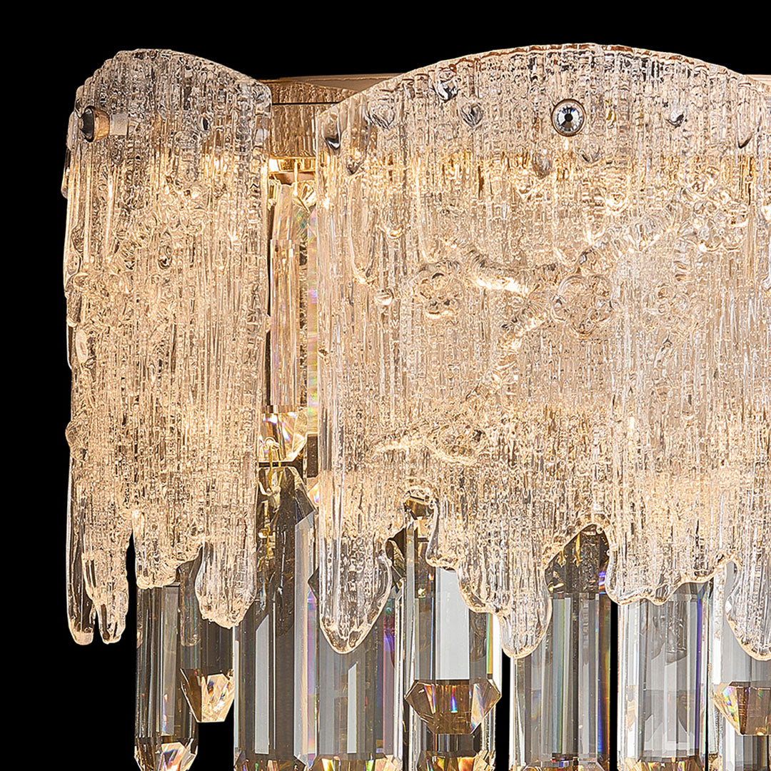 Crystal Wall Sconce — Champagne Gold Carbon Steel, LED, 10W, Three-Color Dimming (3000K/4000K/6000K), 31.5" Adjustable Rope