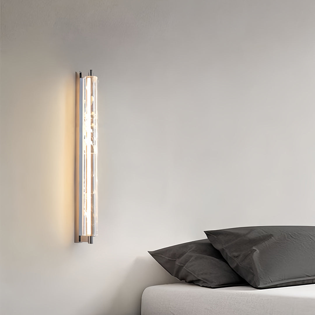 Minimalist Linear Wall Sconce — Chrome Metal with Crystal Accents, 7.3W LED, 3000K, IP20