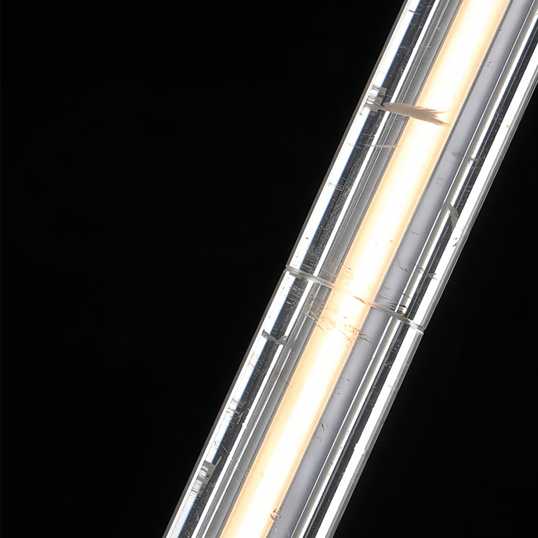 Minimalist Linear Crystal Pendant — Chrome Metal, 1-Light, 6.8W–10.2W Dual Mode, Adjustable Height