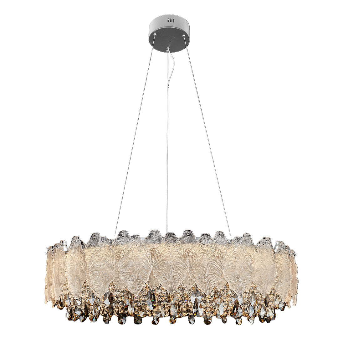 French Country Crystal Chandelier — Champagne Gold Carbon Steel, LED, 3-Step Dimming, 59.1" Adjustable Chain