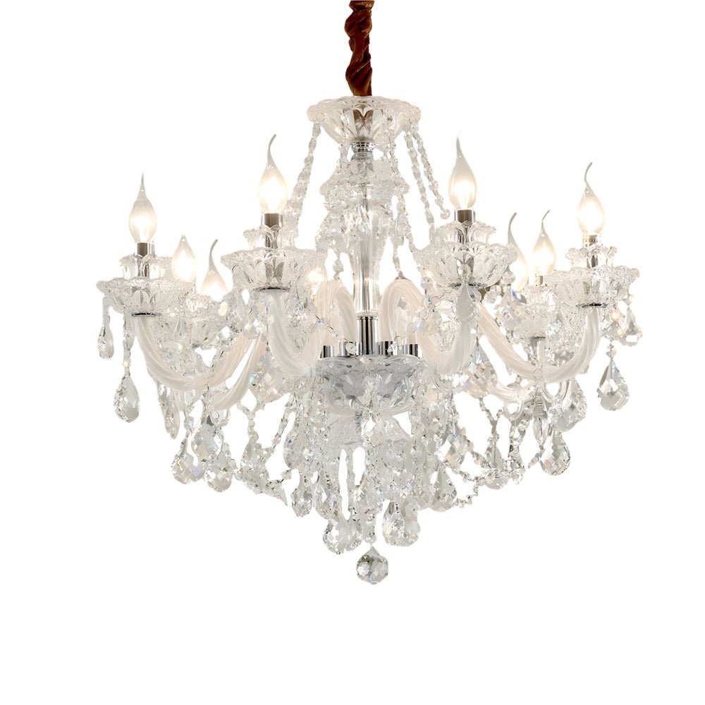 Retro Crystal Candlelight Chandelier — Metal and Glass, E14 5W LED 3000K, 8-Light or 10-Light