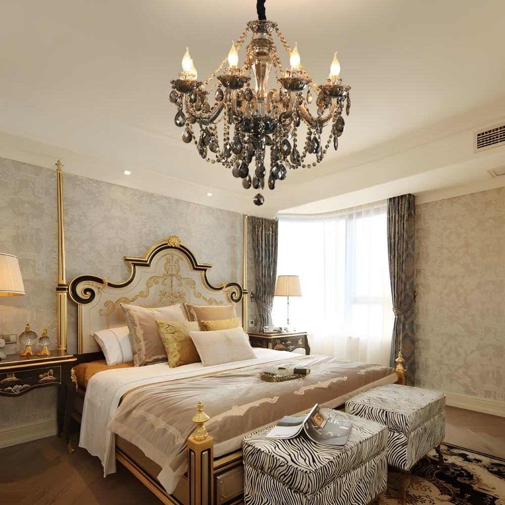 Retro Crystal Candlelight Chandelier — Metal and Glass, E14 5W LED 3000K, 8-Light or 10-Light