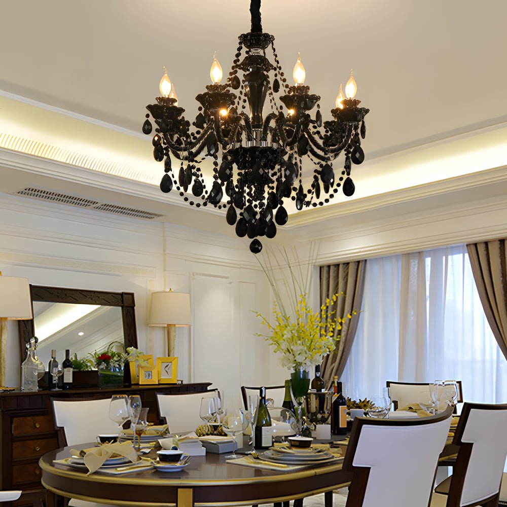 Retro Crystal Candlelight Chandelier — Metal and Glass, E14 5W LED 3000K, 8-Light or 10-Light