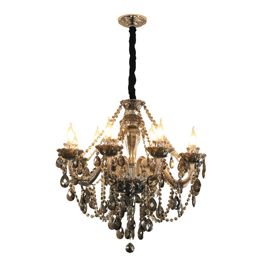 Retro Crystal Candlelight Chandelier — Metal and Glass, E14 5W LED 3000K, 8-Light or 10-Light