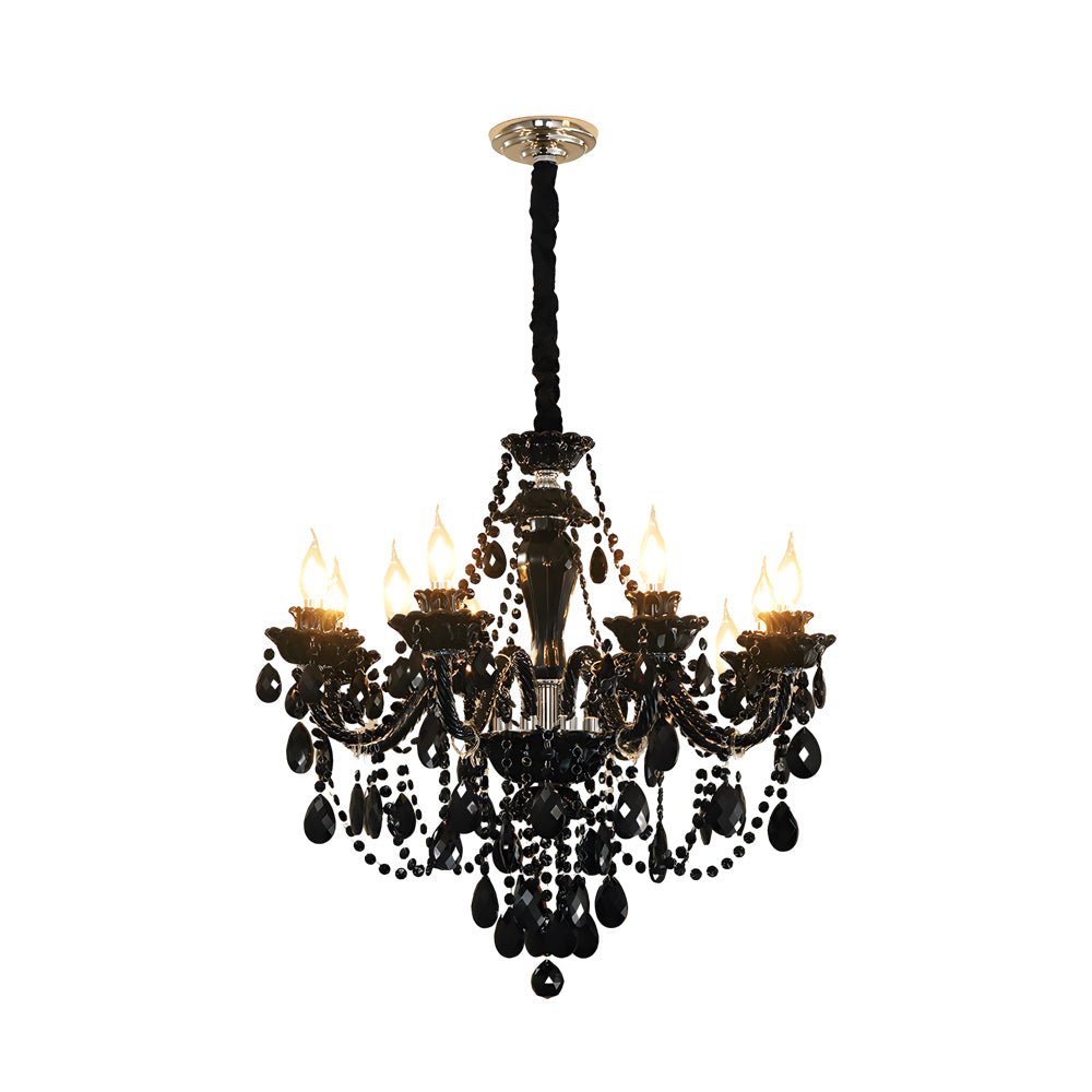 Retro Crystal Candlelight Chandelier — Metal and Glass, E14 5W LED 3000K, 8-Light or 10-Light