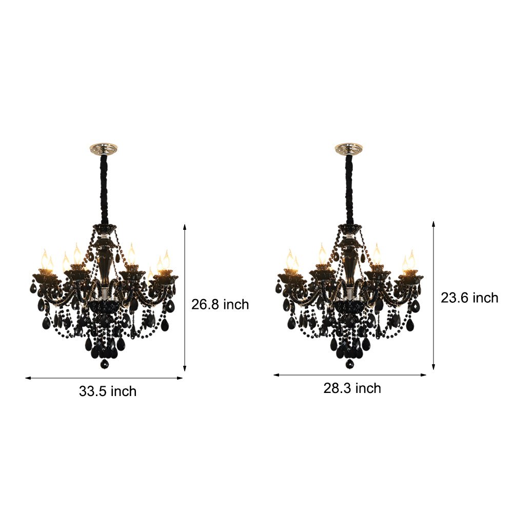 Retro Crystal Candlelight Chandelier — Metal and Glass, E14 5W LED 3000K, 8-Light or 10-Light