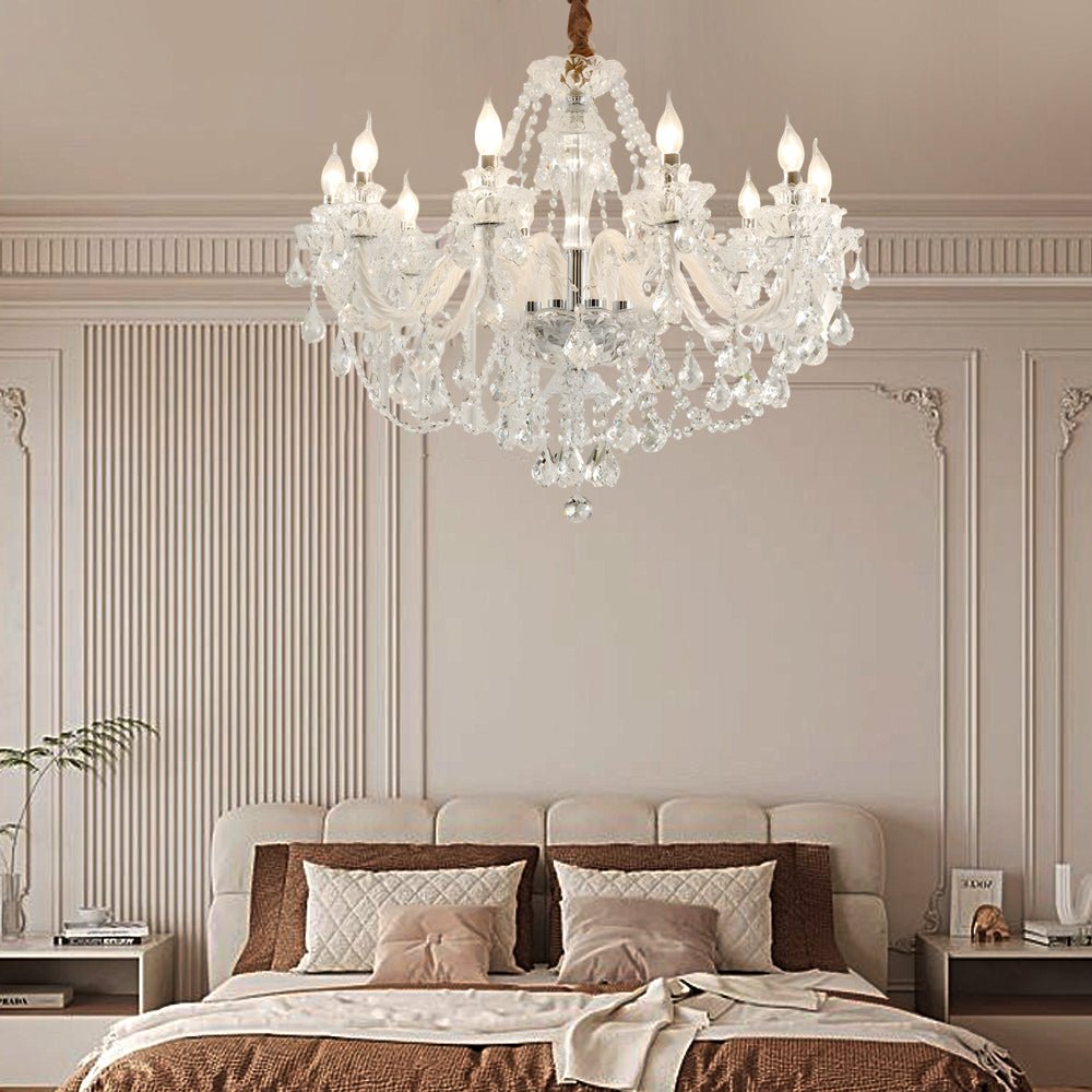 Retro Crystal Candlelight Chandelier — Metal and Glass, E14 5W LED 3000K, 8-Light or 10-Light