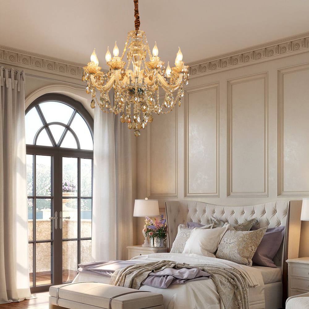 Retro Crystal Candlelight Chandelier — Metal and Glass, E14 5W LED 3000K, 8-Light or 10-Light
