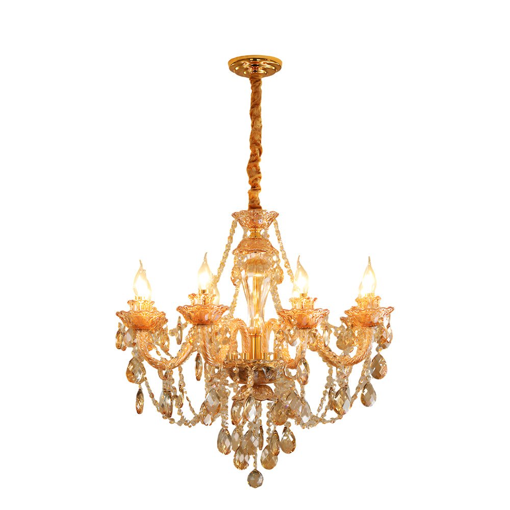 Retro Crystal Candlelight Chandelier — Metal and Glass, E14 5W LED 3000K, 8-Light or 10-Light