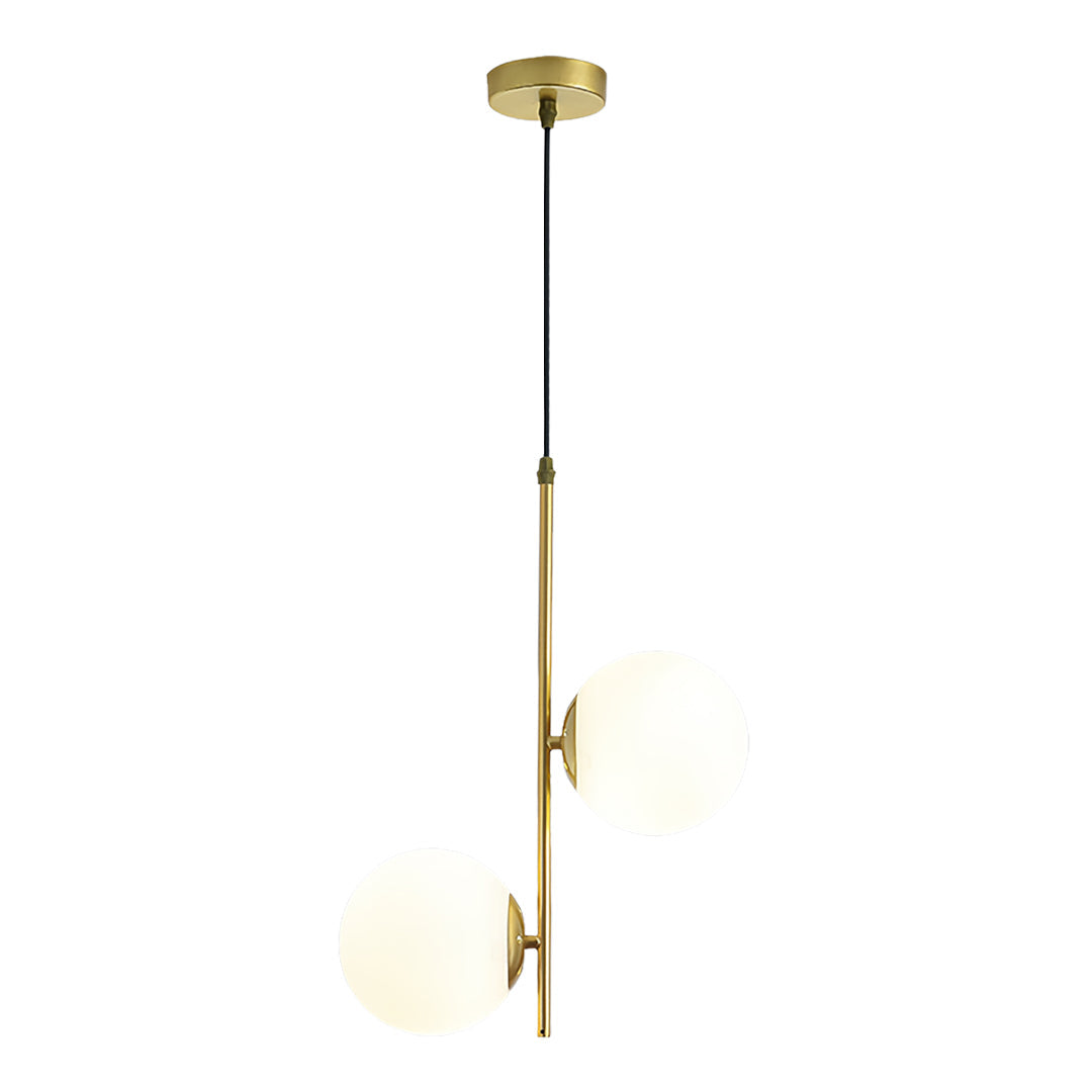 Minimalist Double Globe Pendant — Iron and Glass, 2-Light, G4 5W, 3-Step Dimming, Black or Gold