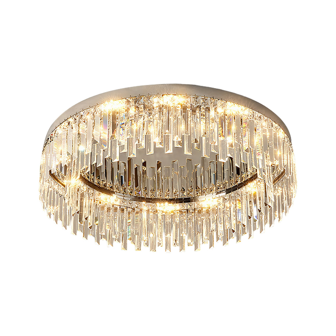Minimalist Round Crystal Flush Mount — Stainless Steel, K9 Crystal, 3-Step Dimming, E14, 19.7"–31.5"