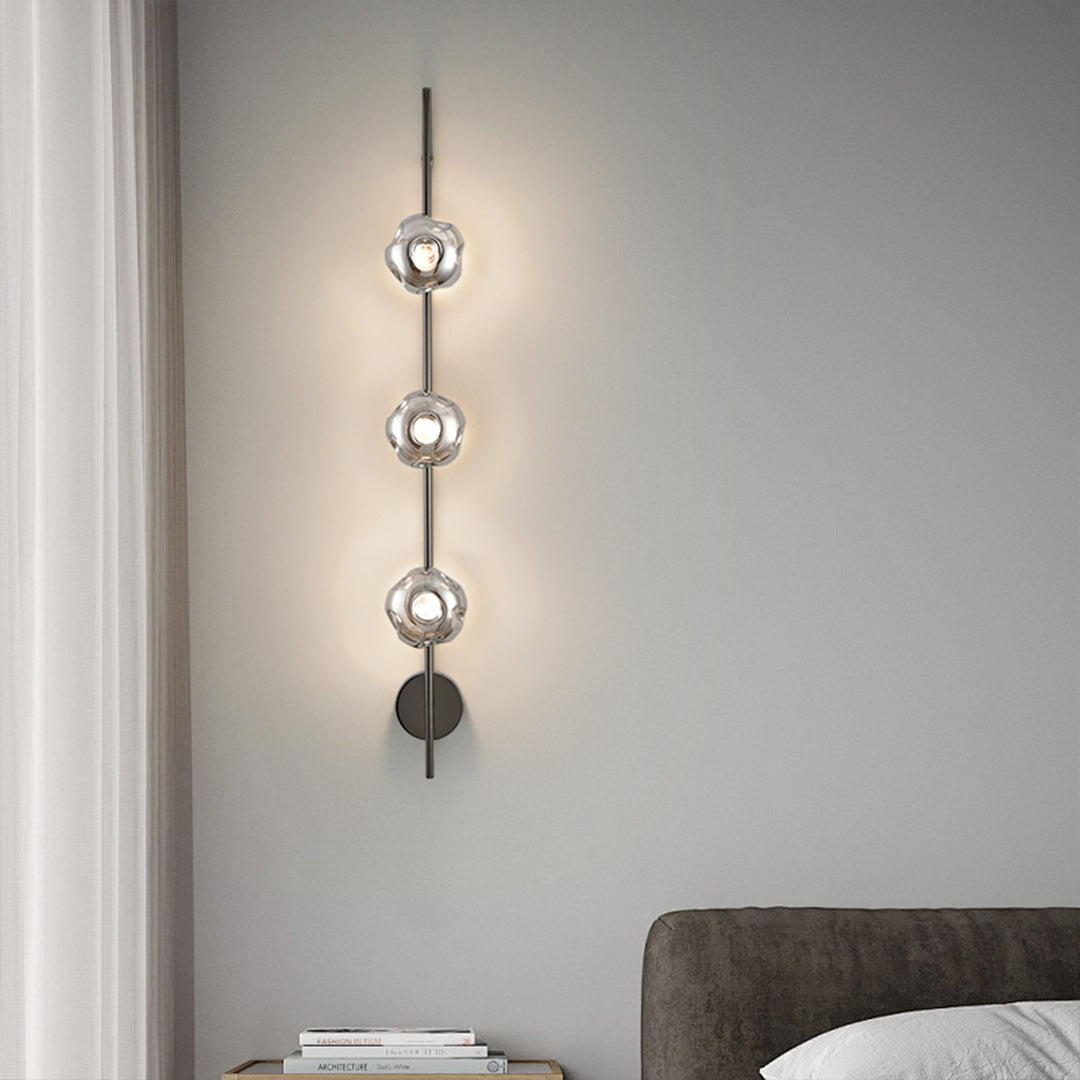 Minimalist Linear Wall Sconce — Pleated Glass, Iron, LED Eye-Care, Tri-Color, 1-, 2-, or 3-Light