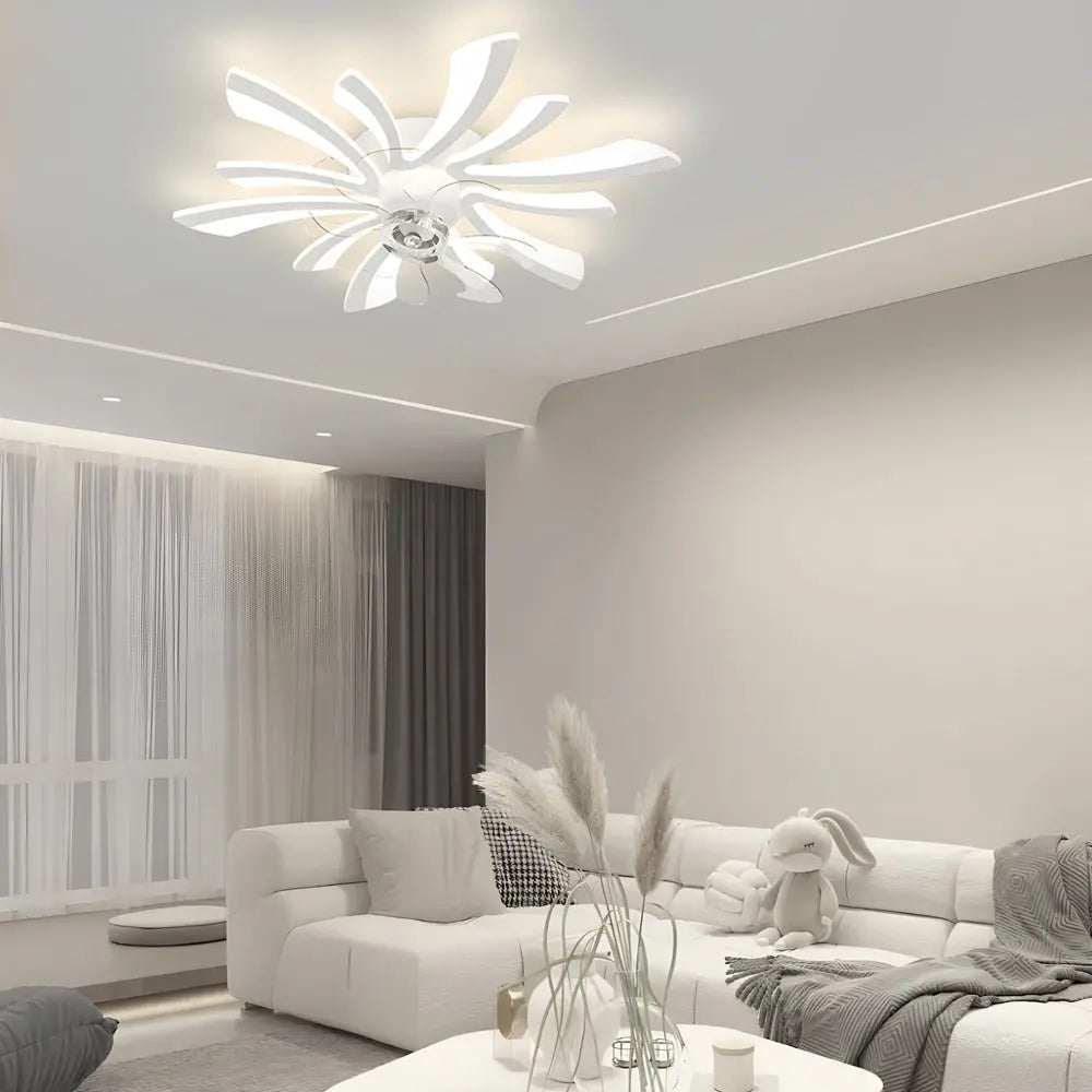 Luxury Modern Ceiling Fan with Light: Creative Flowers Design and Three-Step Dimming Luxe