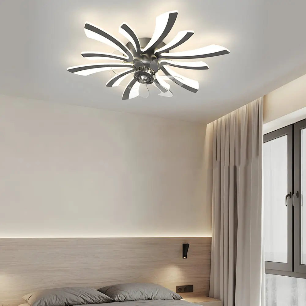 Luxury Modern Ceiling Fan with Light: Creative Flowers Design and Three-Step Dimming Luxe