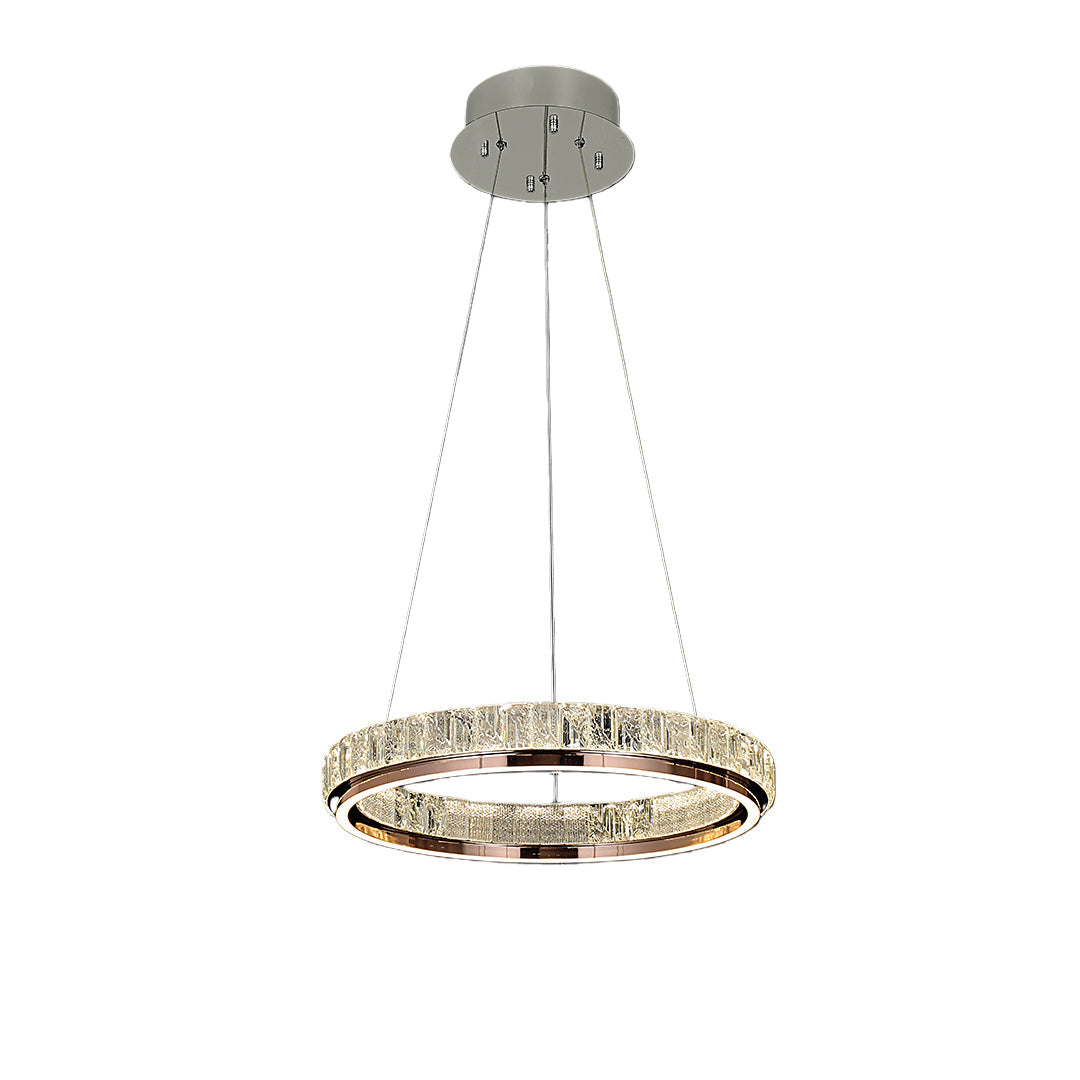 Round Ring Crystal Chandelier — Stainless Steel, LED, Dual-Color 3000K/6000K, Single or Double Ring, 50cm–80cm