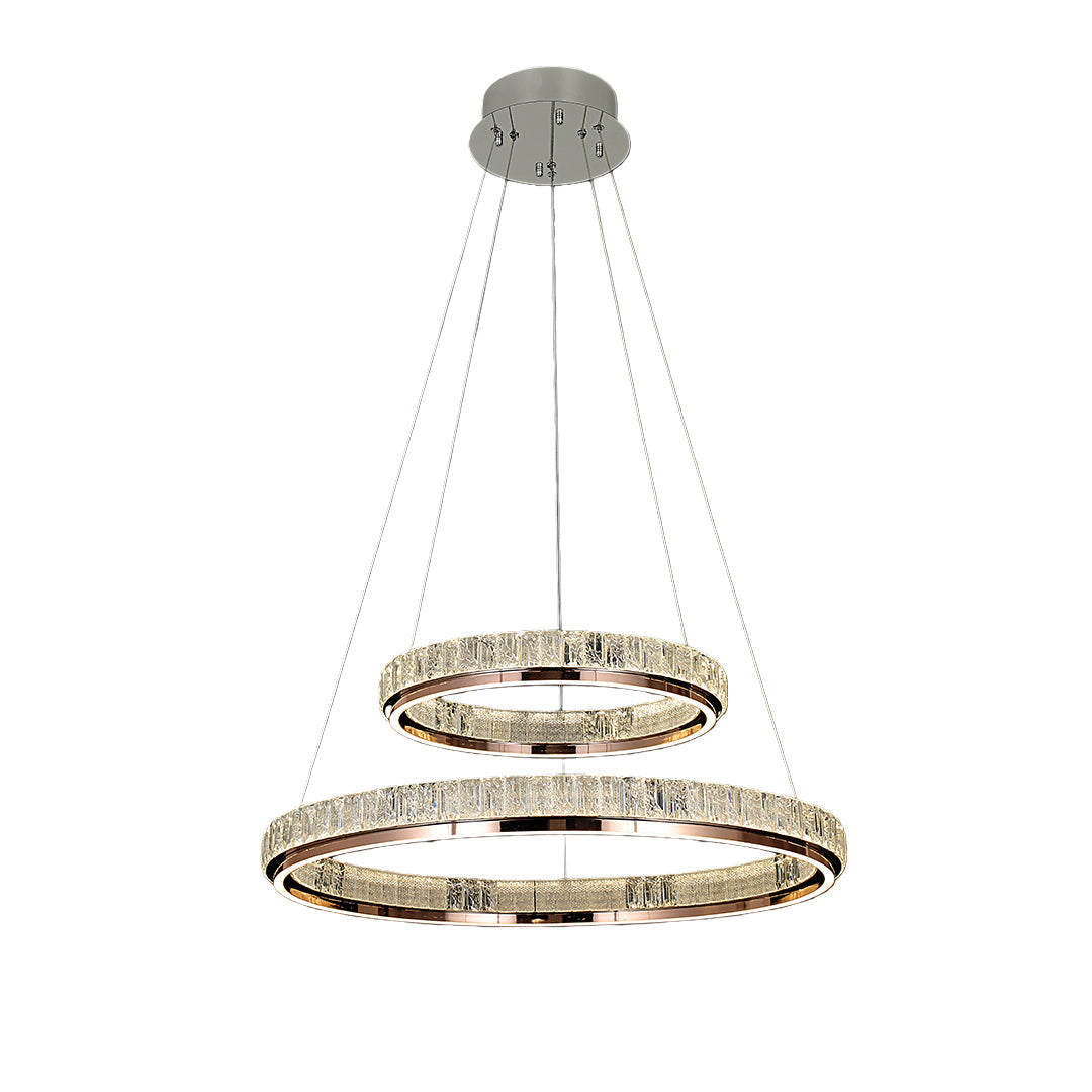 Round Ring Crystal Chandelier — Stainless Steel, LED, Dual-Color 3000K/6000K, Single or Double Ring, 50cm–80cm