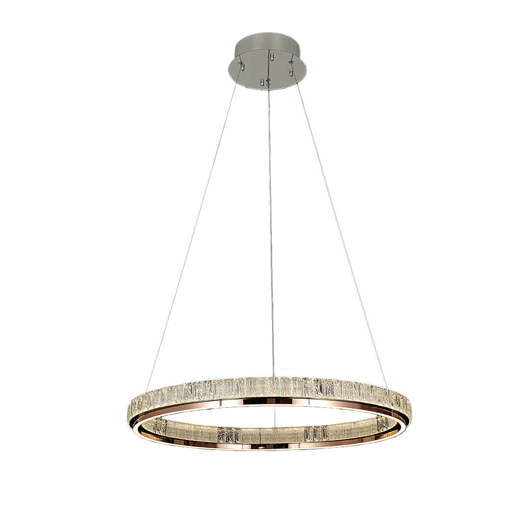 Round Ring Crystal Chandelier — Stainless Steel, LED, Dual-Color 3000K/6000K, Single or Double Ring, 50cm–80cm