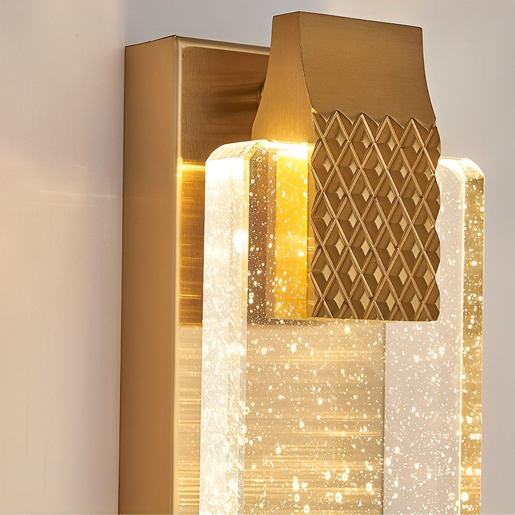 Linear Crystal Bubble Wall Sconce — Stainless Steel, LED, Three-Step Dimming (3000K/4500K/6000K), Gold or Black, 4 Heights