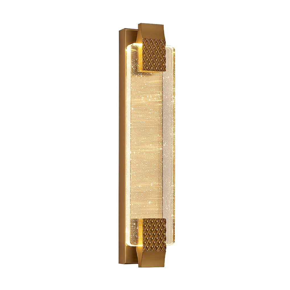 Linear Crystal Bubble Wall Sconce — Stainless Steel, LED, Three-Step Dimming (3000K/4500K/6000K), Gold or Black, 4 Heights