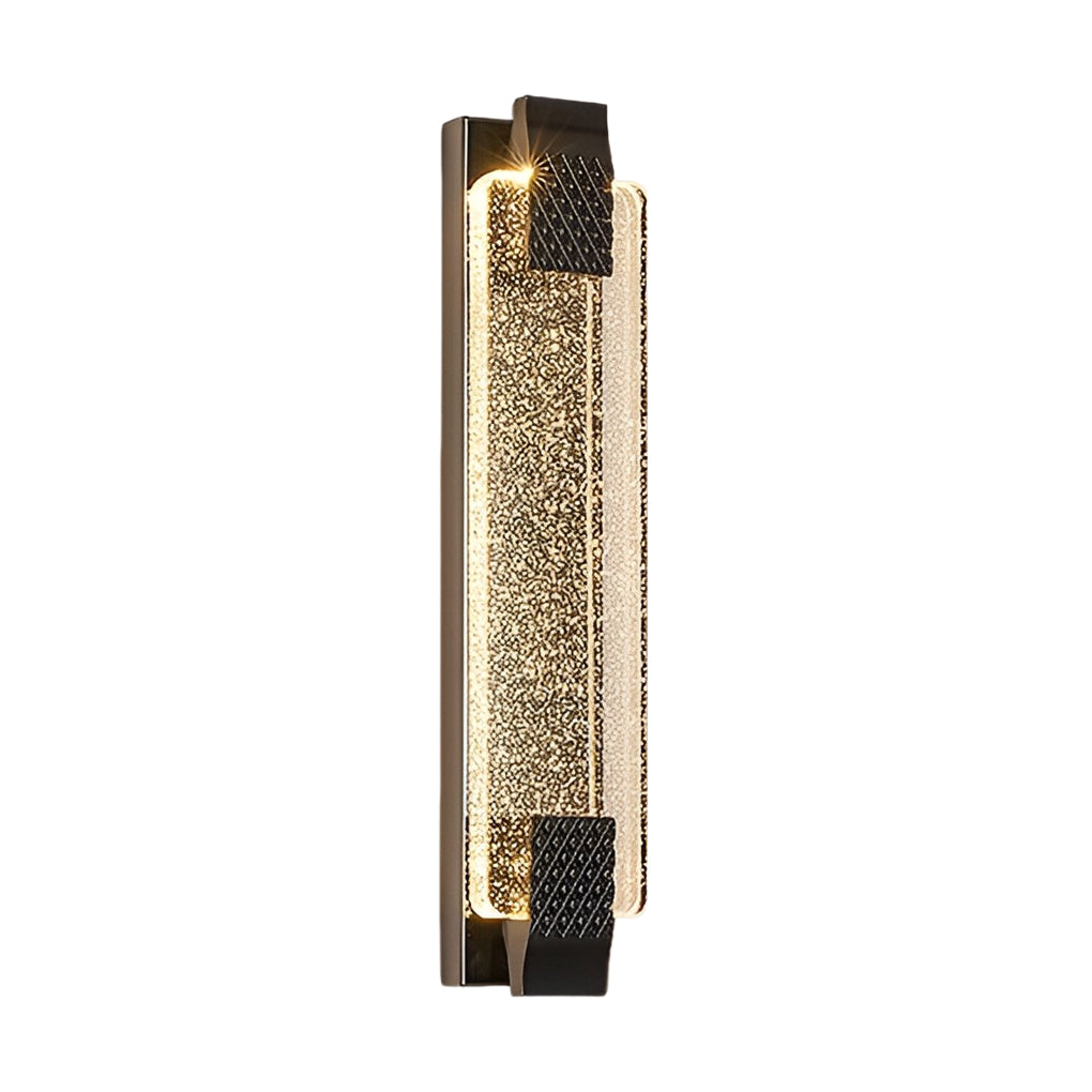 Linear Crystal Bubble Wall Sconce — Stainless Steel, LED, Three-Step Dimming (3000K/4500K/6000K), Gold or Black, 4 Heights