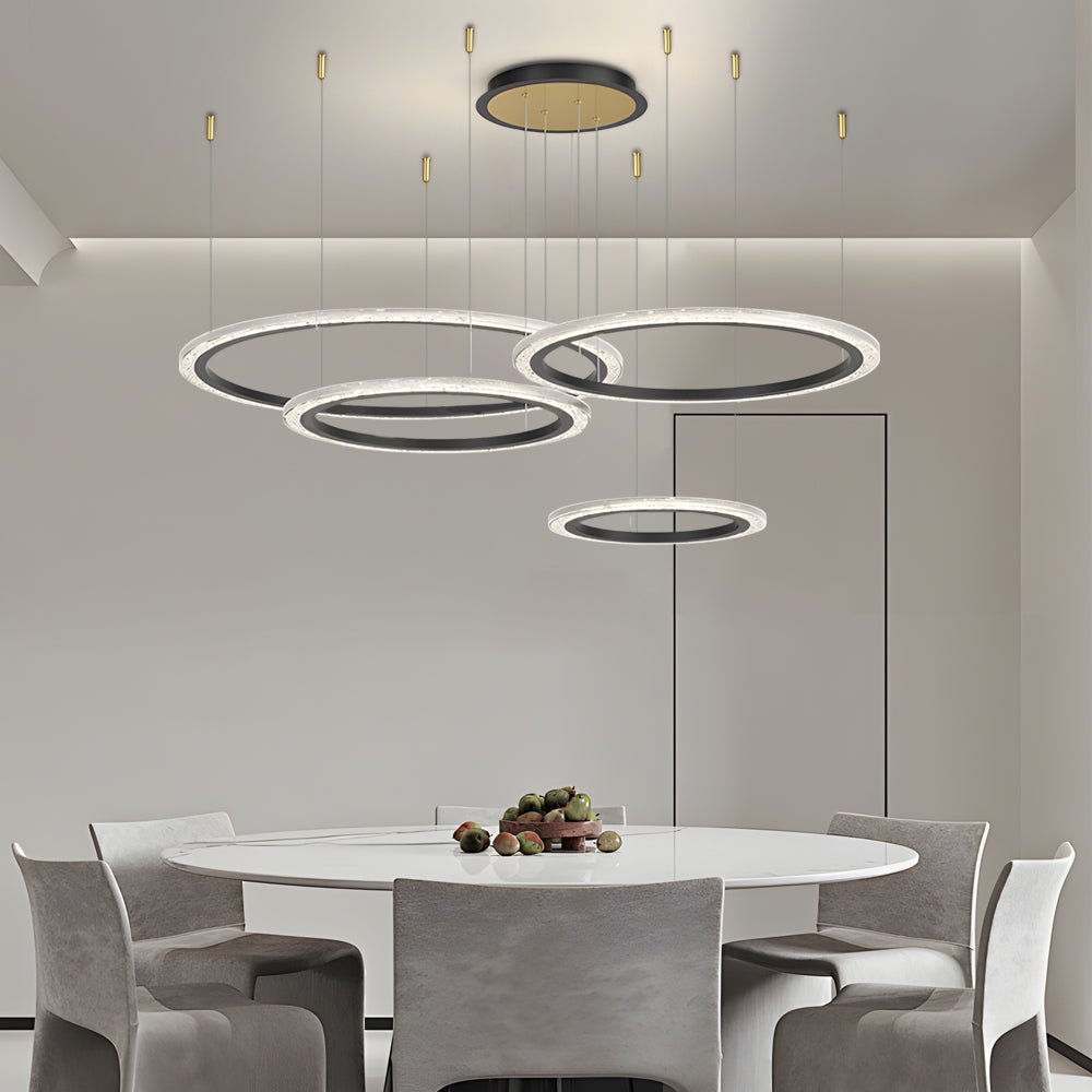 luxury nordic ceiling light fixture with simple circular rings and three step dimming