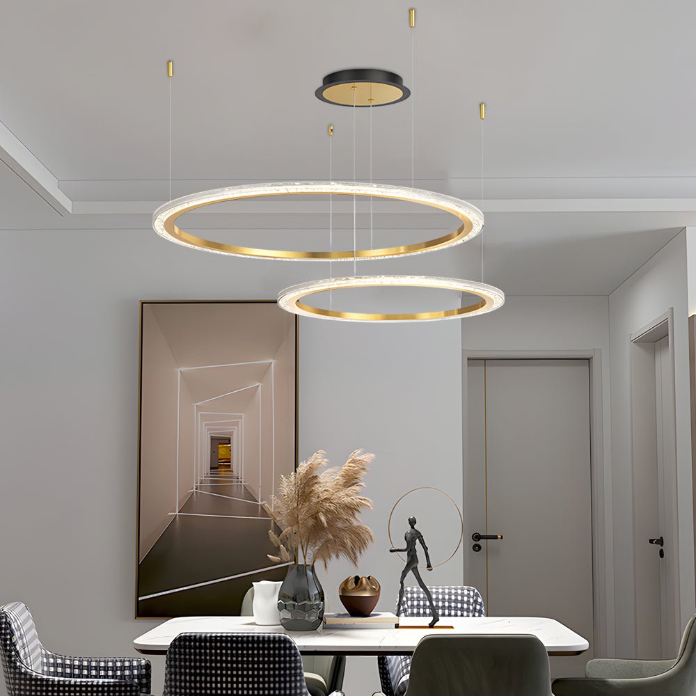 luxury nordic ceiling light fixture with simple circular rings and three step dimming