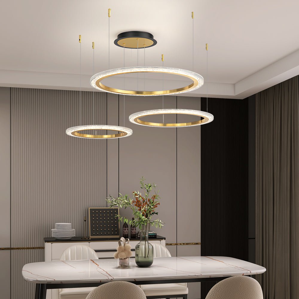 luxury nordic ceiling light fixture with simple circular rings and three step dimming