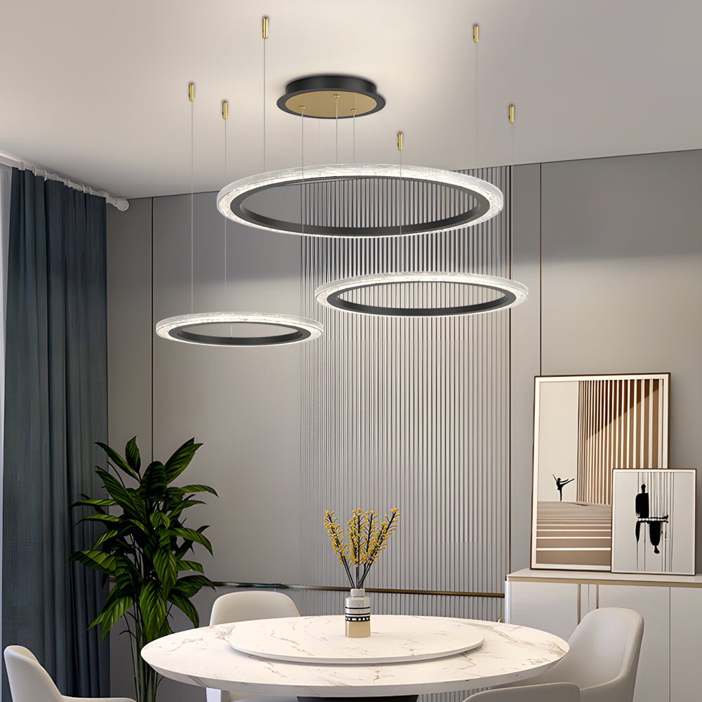 luxury nordic ceiling light fixture with simple circular rings and three step dimming