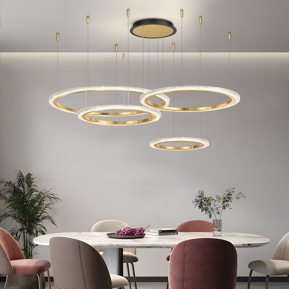 luxury nordic ceiling light fixture with simple circular rings and three step dimming